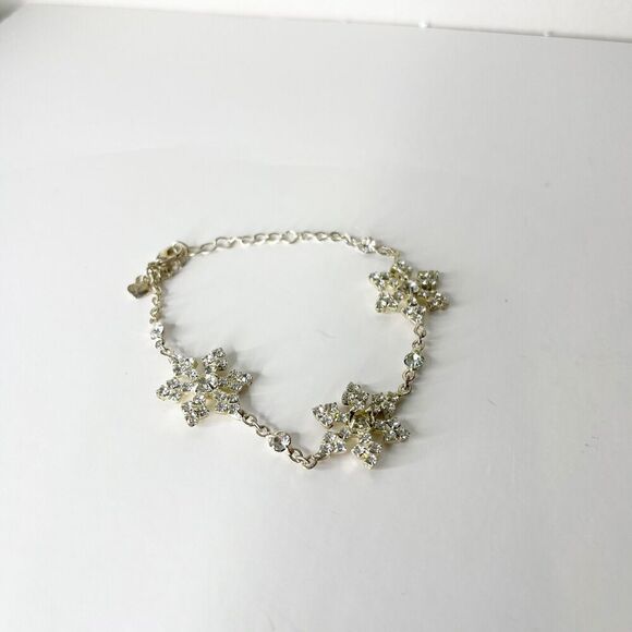 Vintage Avon Bracelet Silver Tone Rhinestone Snowflake Chain Holiday Christmas - Picture 9 of 16